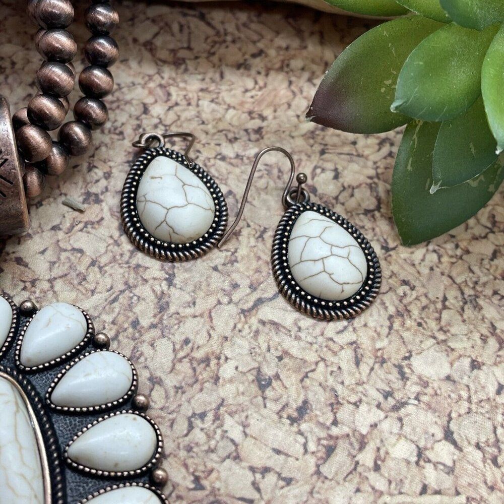 Western SQUASH BLOSSOM COPPER BUFFALO NECKLACE EARRING SOUTHWEST Set Bracelet Ne - Picture 4 of 16